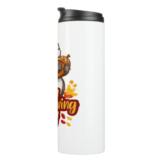 Schattige Happy Thanksgiving Squirrel Classic T-sh Thermosbeker (Geroteerd rechts)