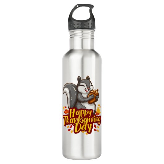 Schattige Happy Thanksgiving Squirrel Classic T-sh Waterfles (Voorkant)