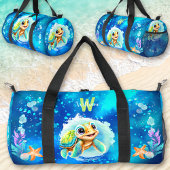 Schattige Happy Turtle Boy Ocean Blue Naam Plunjezak