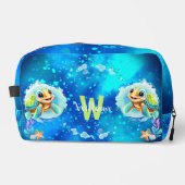 Schattige Happy Turtle Boy Ocean Blue Naam Toilettasje (Voorkant)