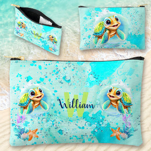 Schattige Happy Turtle Boy Ocean Blue Turquoise Na Etui