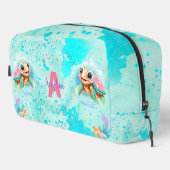 Schattige Happy Turtle Meisje Ocean Turquoise Roze Toilettasje (Rechterhoek)