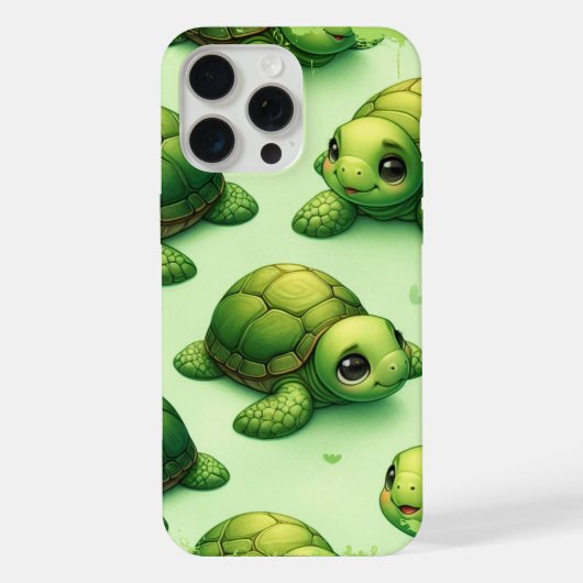 Schattige Happy Turtles-patroon iPhone Hoesje (Achterkant)