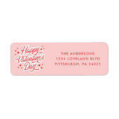 Schattige Happy Valentijn's dag retour adres Etiket (Voorkant)