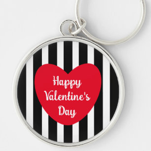 Schattige Happy Valentijnsdag Zwart Gestreept Eenv Sleutelhanger