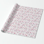 Schattige Happy Valentine's Day Cat Wrapping Papie Cadeaupapier (Uitgerold)