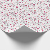 Schattige Happy Valentine's Day Cat Wrapping Papie Cadeaupapier (Hoek)
