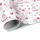 Schattige Happy Valentine's Day Cat Wrapping Papie Cadeaupapier (Rol Hoek)