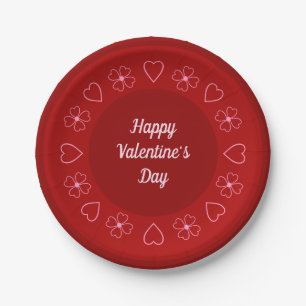 Schattige Happy Valentine's Day Harten en bloemen Papieren Bordje