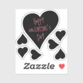 Schattige "Happy Valentines Day" Zwart Hart met Ro Sticker (Vel)