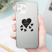 Schattige "Happy Valentines Day" Zwart Hart met Ro Sticker (Telefoon)