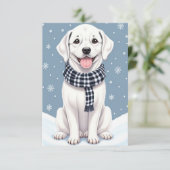 Schattige Happy White Dog Flat Dank u kaart (Staand voorkant)