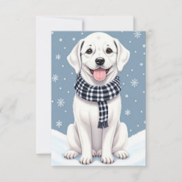 Schattige Happy White Dog Flat Dank u kaart