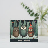 Schattige Happy Winter Woodland Forest Dier Briefkaart (Staand voorkant)