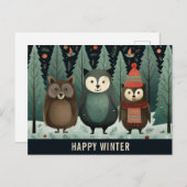 Schattige Happy Winter Woodland Forest Dier Briefkaart (Voorkant / Achterkant)