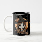 Schattige Happy Witch Halloween Keramische Mok (Links)