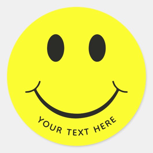 Schattige Happy Yellow Face Tekst toevoegen | Onde Ronde Sticker (Voorkant)