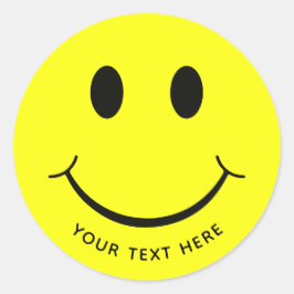 Schattige Happy Yellow Face Tekst toevoegen | Onde Ronde Sticker