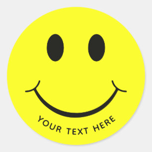 Schattige Happy Yellow Face Tekst toevoegen   Onde Ronde Sticker