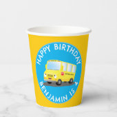 Schattige Happy Yellow schoolbus Gepersonaliseerd  Papieren Bekers (Achterkant)