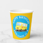 Schattige Happy Yellow schoolbus Gepersonaliseerd  Papieren Bekers (Voorkant)