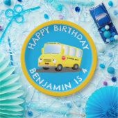 Schattige Happy Yellow schoolbus Gepersonaliseerd  Papieren Bordje (Feest)