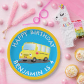 Schattige Happy Yellow schoolbus Gepersonaliseerd  Papieren Bordje (Feest)