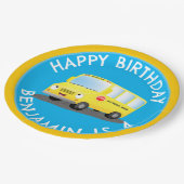 Schattige Happy Yellow schoolbus Gepersonaliseerd  Papieren Bordje (Gekanteld)