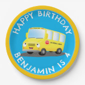 Schattige Happy Yellow schoolbus Gepersonaliseerd  Papieren Bordje (Voorkant)