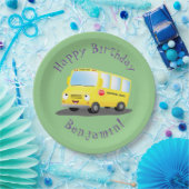 Schattige Happy Yellow schoolbus Gepersonaliseerd Papieren Bordje (Feest)