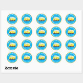 Schattige Happy Yellow schoolbus Gepersonaliseerd  Ronde Sticker (Vel)