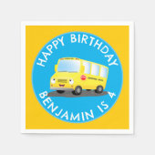 Schattige Happy Yellow schoolbus Gepersonaliseerd  Servet (Voorkant)