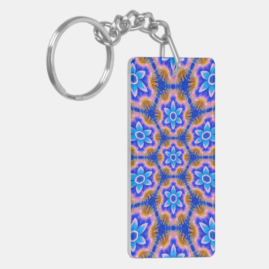 Schattige harig bloempatroon sleutelhanger (Voorkant Links)