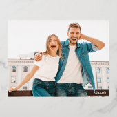 Schattige hart aangepaste tekst foto Valentijnsdag Folie Feestdagen Briefkaart (Achterkant)