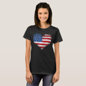 Schattige  Hart Amerikaanse Vlag Patriottische Vro T-shirt