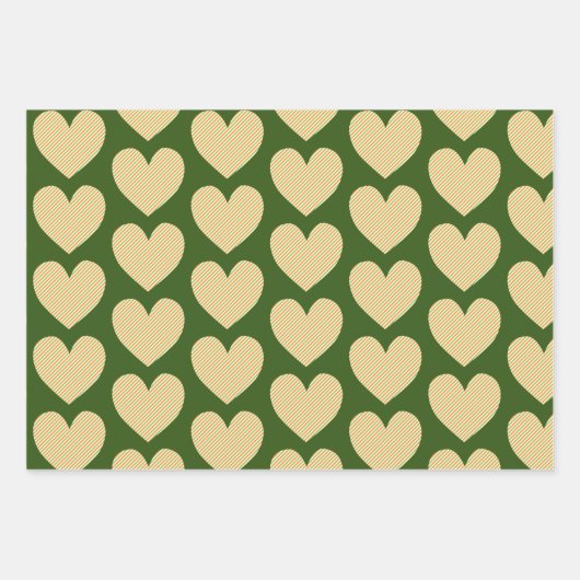 Schattige Hart Art Geel Kleurrijk Patroon Inpakpapier Vel (Voorkant 2)