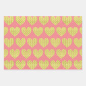 Schattige Hart Art Geel Kleurrijk Patroon Inpakpapier Vel (Voorkant)