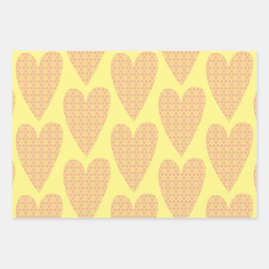 Schattige Hart Art Geel Kleurrijk Patroon Inpakpapier Vel (Voorkant 3)