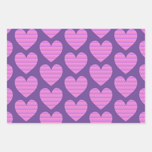Schattige hart Art Paarse en roze liefde Inpakpapier Vel (Voorkant)