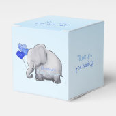 Schattige hart ballonnen olifant blauw baby jongen bedankdoosjes (Voorkant Zijde)