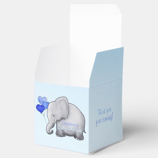 Schattige hart ballonnen olifant blauw baby jongen bedankdoosjes (Geopend)