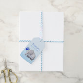 Schattige hart ballonnen olifant blauw baby jongen cadeaulabel (Met Touw)