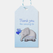 Schattige hart ballonnen olifant blauw baby jongen cadeaulabel (Voorkant)