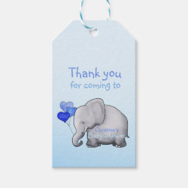 Schattige hart ballonnen olifant blauw baby jongen cadeaulabel