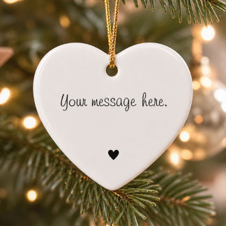 Schattige Hart Bericht Zwart Wit Modern Kerstmis Keramisch Ornament