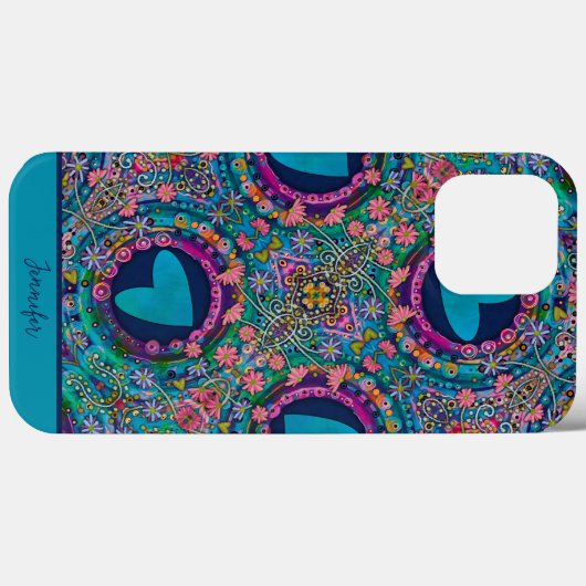 Schattige Hart Bloemen Girly Fun Custom Pattern Case-Mate iPhone Case (Achterkant (horizontaal))