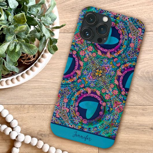 Schattige Hart Bloemen Girly Fun Custom Pattern Case-Mate iPhone Case