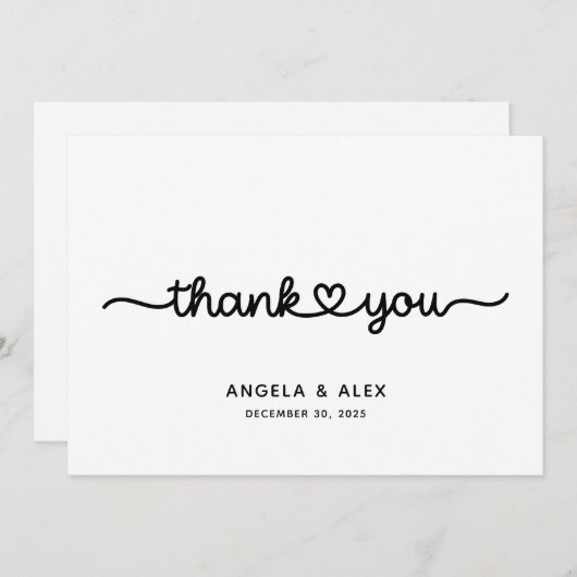 Schattige Hart bruiloft Bedankkaart (Voorkant / Achterkant)