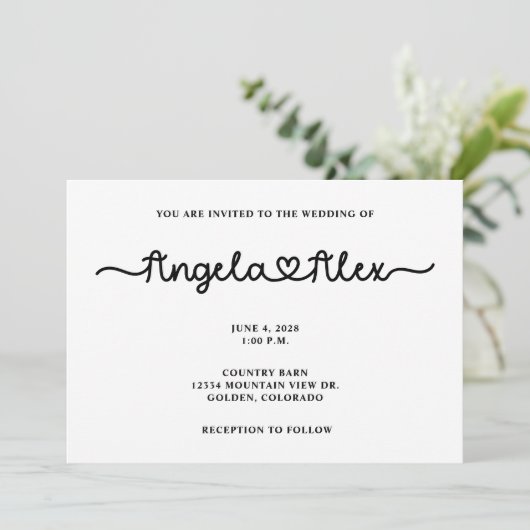 Schattige Hart bruiloft Kaart (Staand voorkant)