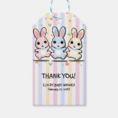 Schattige Hart Bunny Hoppers Baby shower Cadeaulabel (Voorkant)